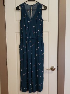 Old Navy Teal Floral Sleeveless Jumpsuit